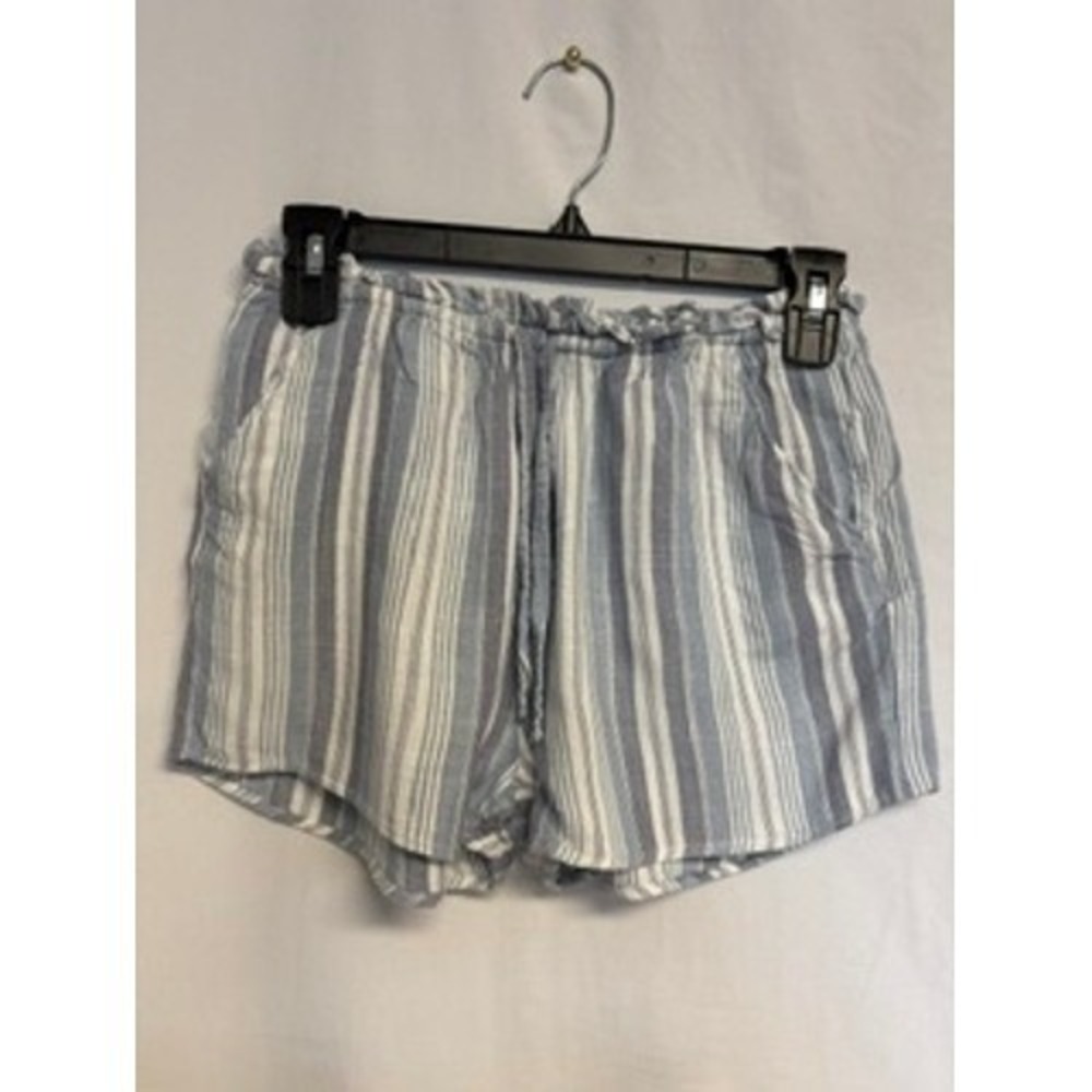 SO Womens High Rise Soft Shortie Blue White Striped Paperbag Waist Shorts XS